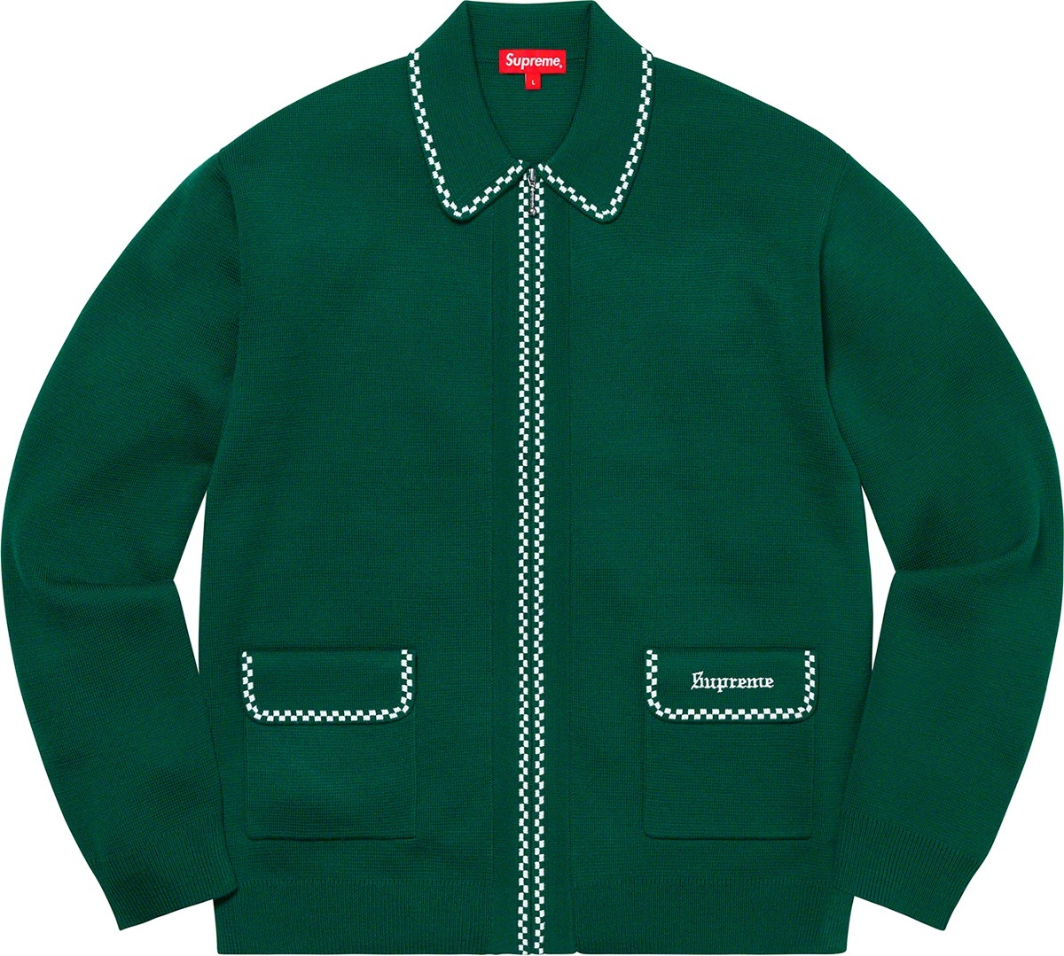 Checkerboard Zip Up Sweater view 2